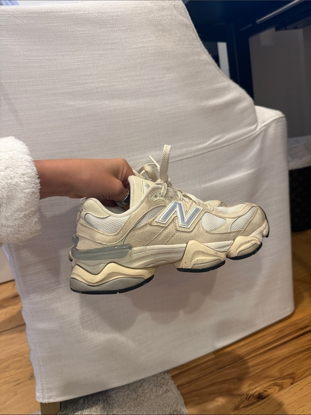 New Balance Women's Cream and Beige Chunky Mesh Sneaker